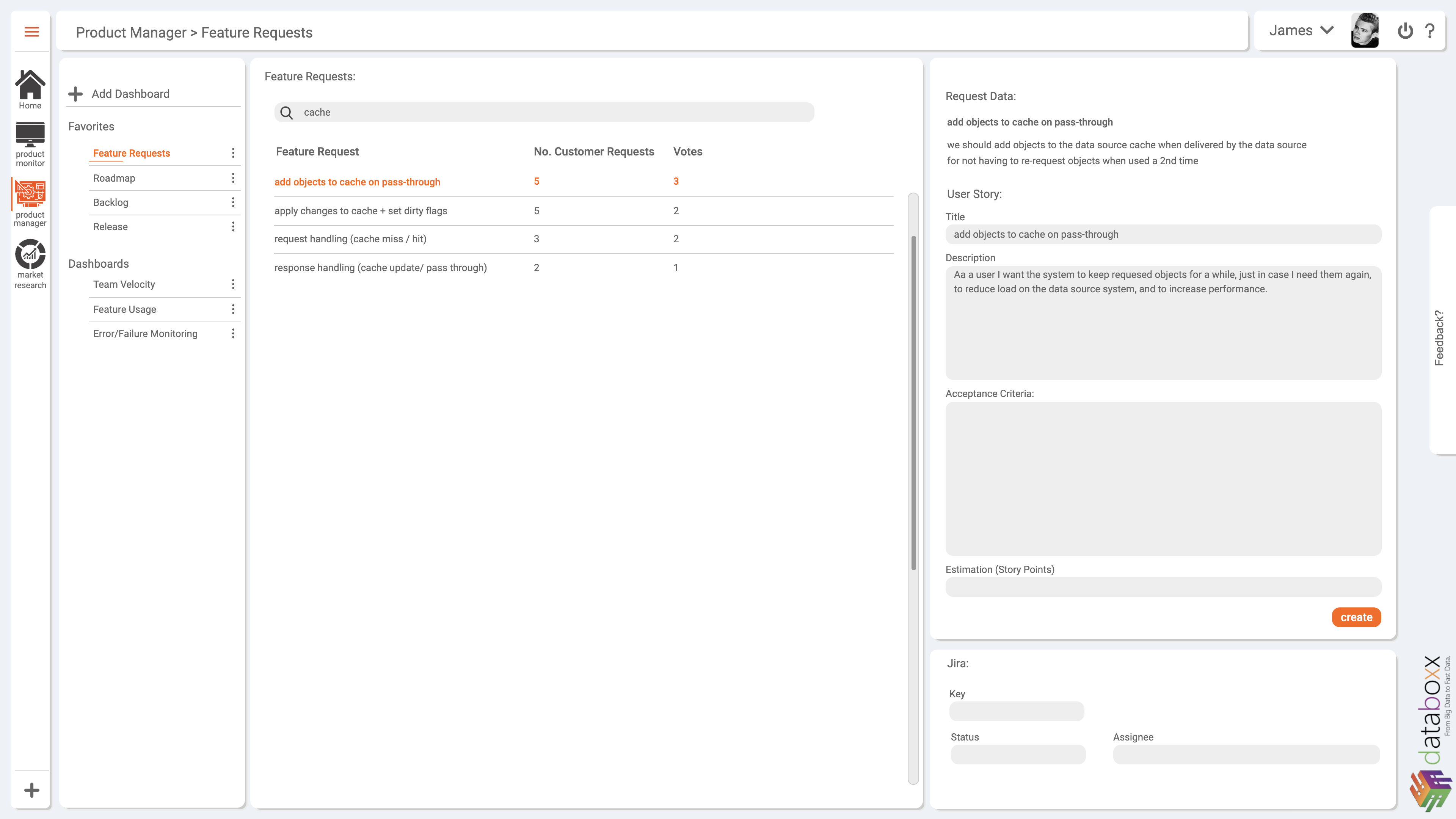 Aggregation of feature requests and transfer into user stories dbx_prod_dev_ui_feature_requests.png